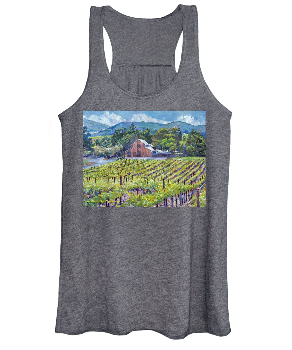 Napa Valley Women's Tank Top featuring the painting The Napa Winery Barn by David Lloyd Glover