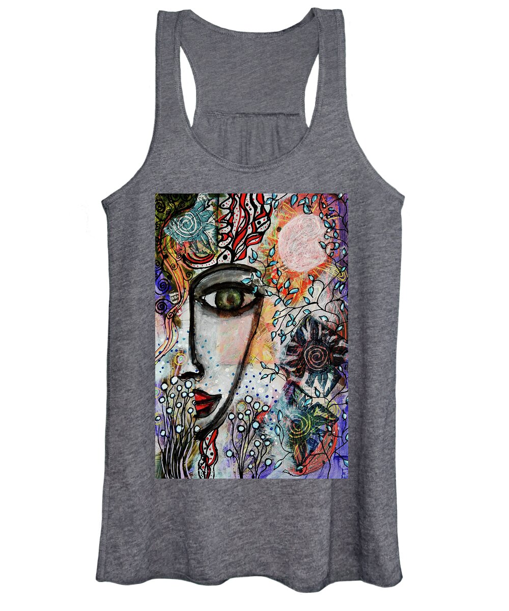 Symbolism Women's Tank Top featuring the mixed media The Observer by Mimulux Patricia No