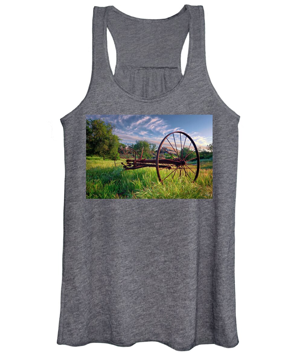 Mower Women's Tank Top featuring the photograph The Old Hay Rake 2 by Endre Balogh