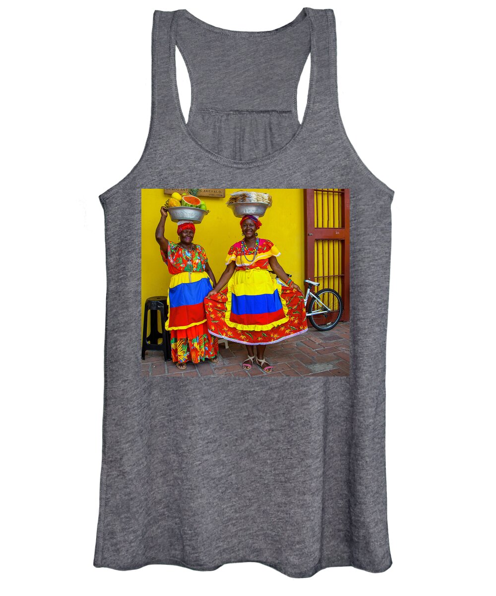 Palenqueras Women's Tank Top featuring the photograph The Palenqueras of Cartagena by Pheasant Run Gallery