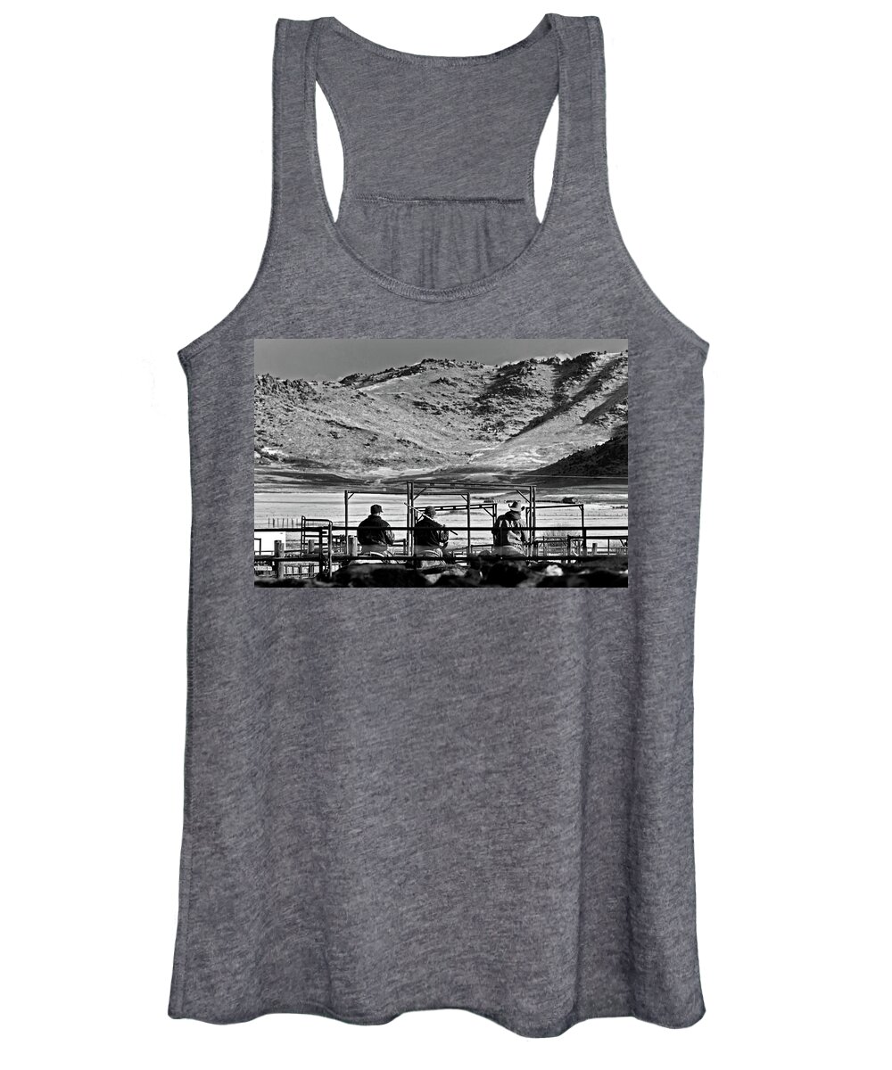 Ranch Women's Tank Top featuring the photograph Three Working Cowboys by Julieta Belmont