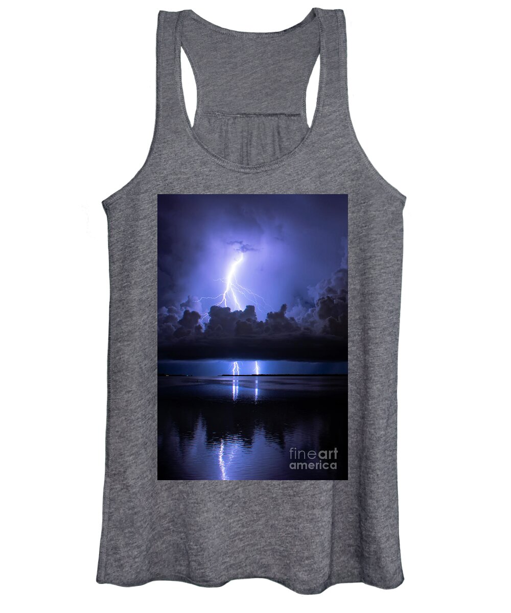 Lightning Women's Tank Top featuring the photograph Electric Blue #1 by Quinn Sedam