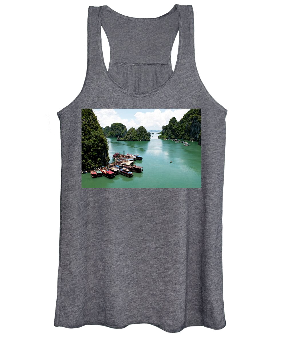 Seascapes Women's Tank Top featuring the photograph Tourist boats, Halong Bay, Vietnam by Michalakis Ppalis