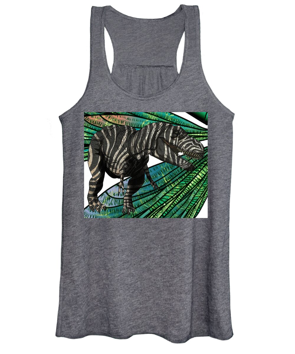 Dinosaur Women's Tank Top featuring the drawing Tyrannosaurus Takes Wings by Joan Stratton