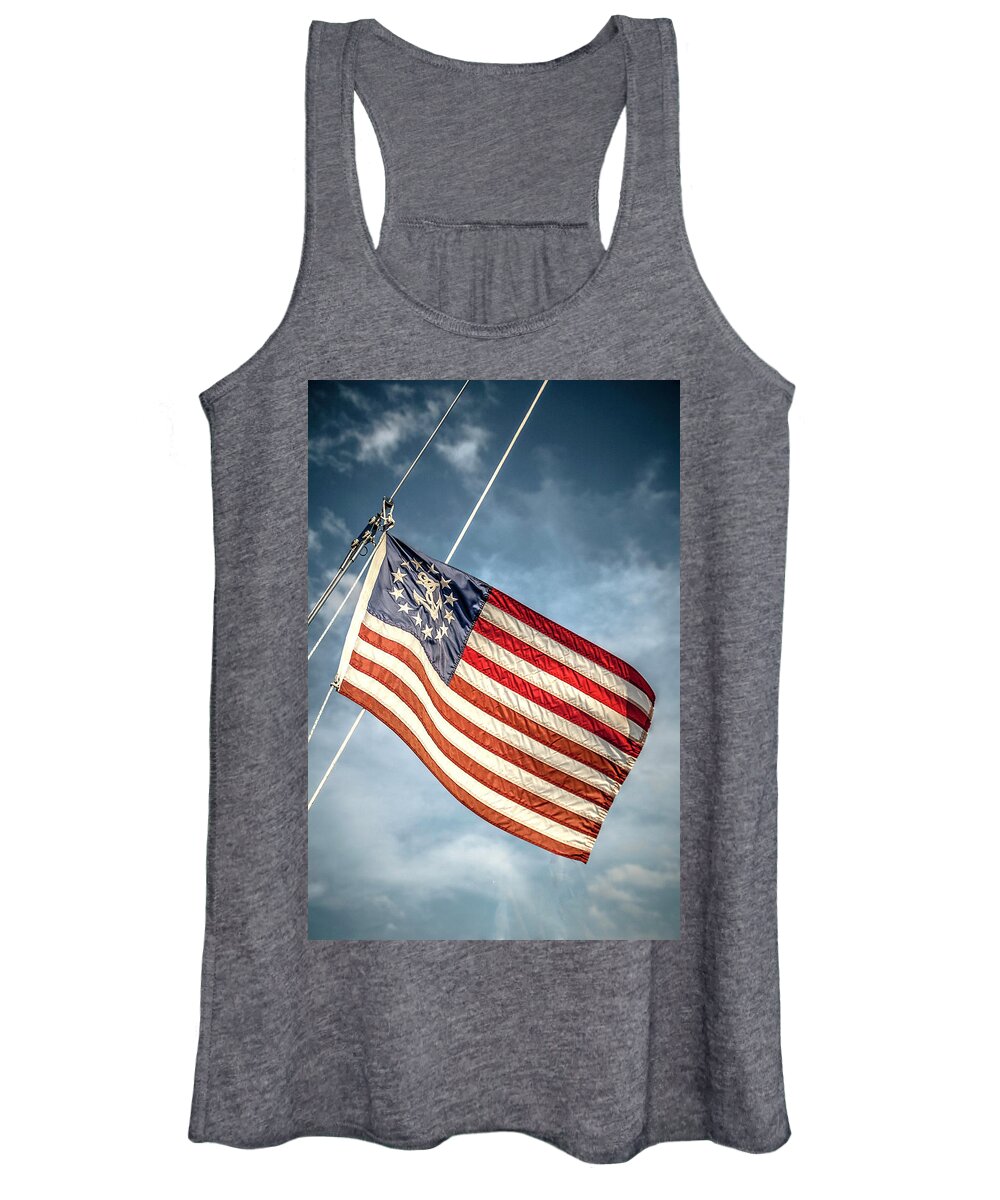 Usa Women's Tank Top featuring the photograph USA Ensign Flag by Tito Slack
