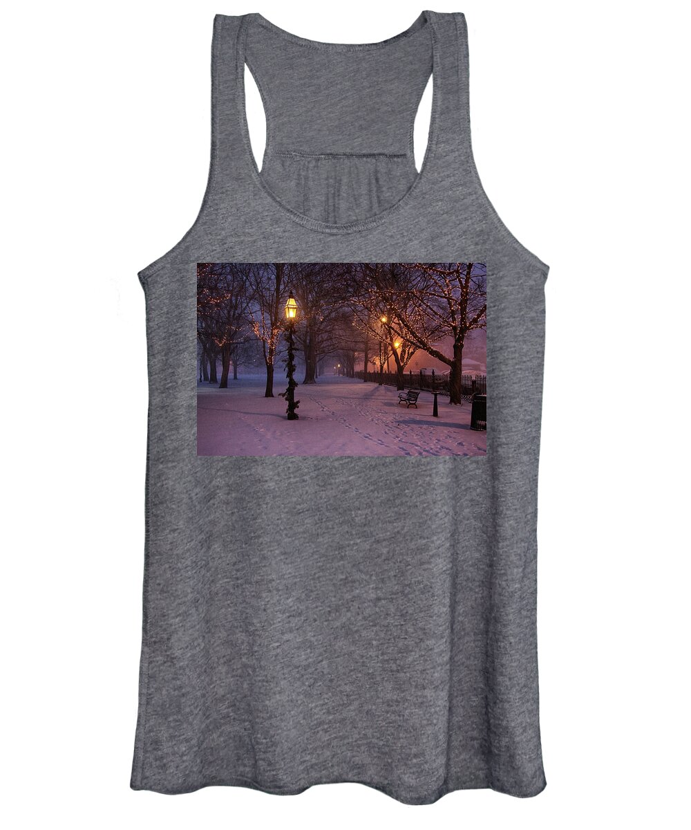 Salem Common Women's Tank Top featuring the digital art Walking the path on Salem MA Common by Jeff Folger