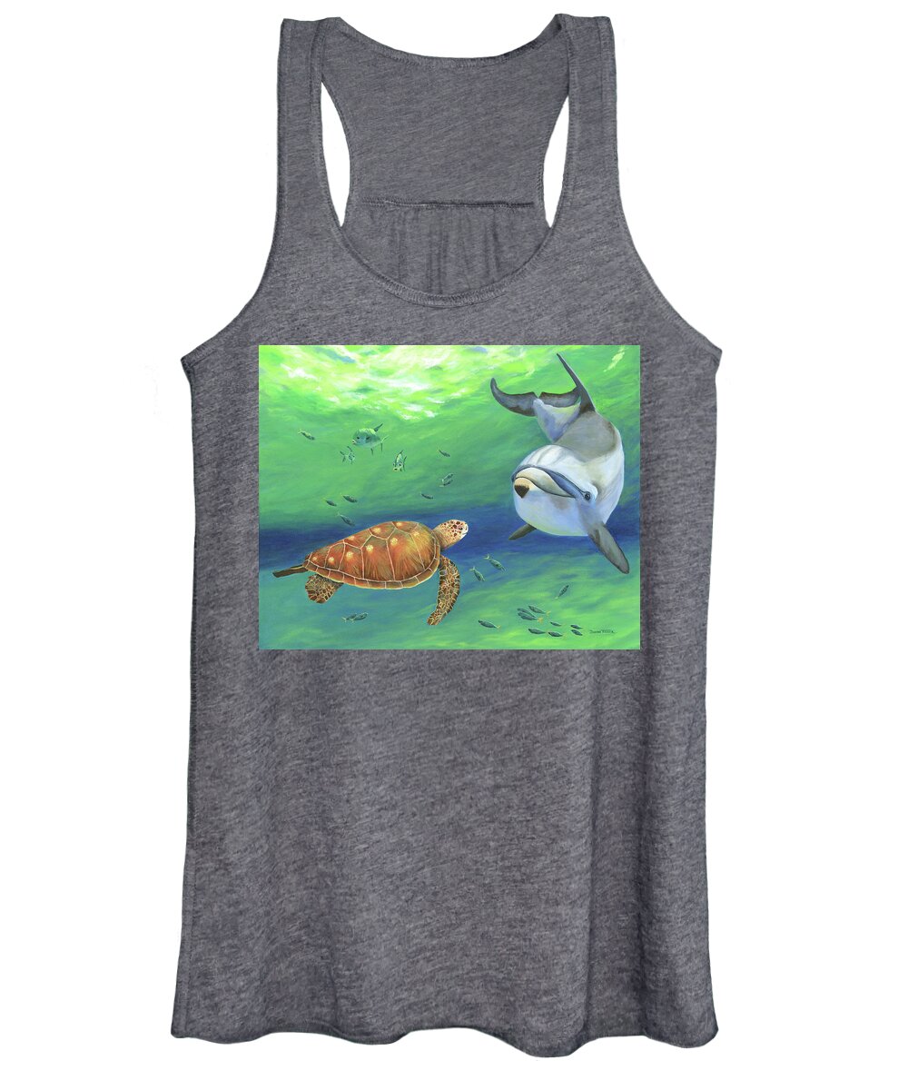 Coastal Women's Tank Top featuring the painting Water Cooler Visit by Donna Tucker