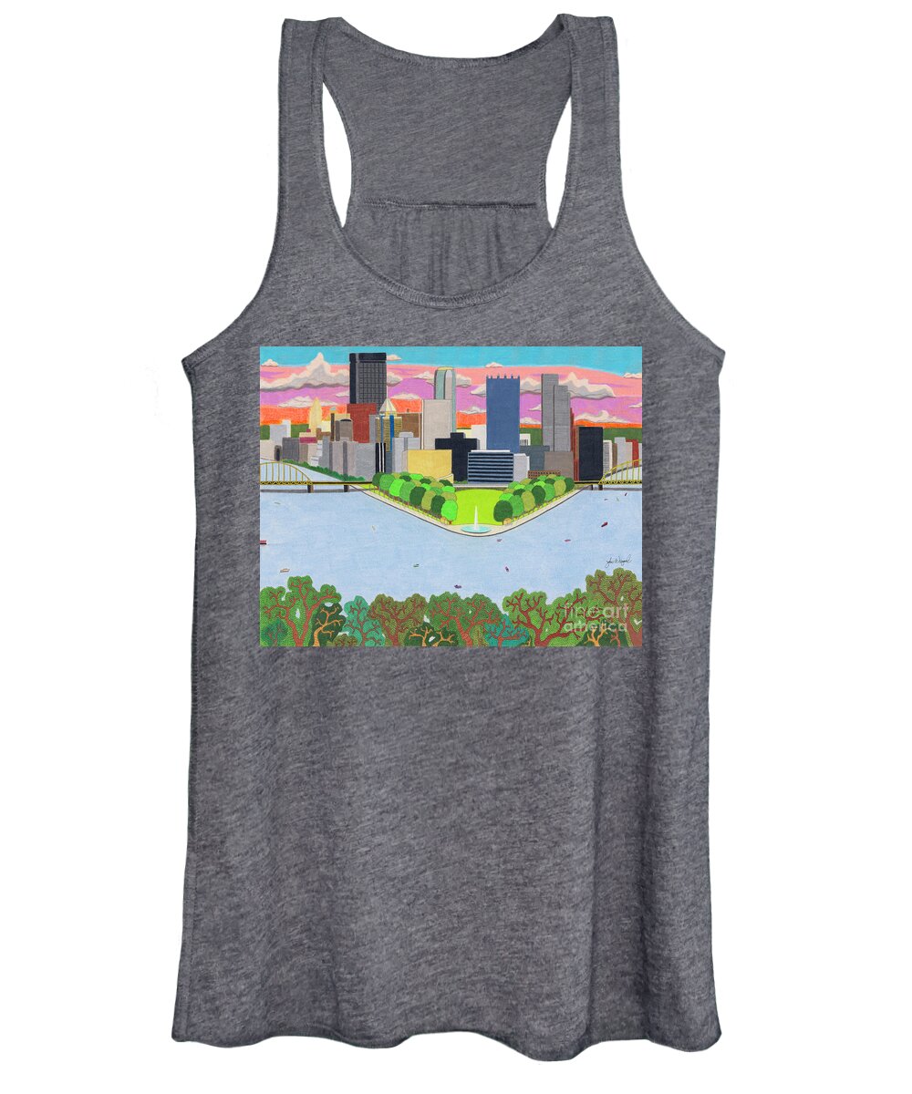 Landscape Women's Tank Top featuring the drawing West End Overlook by John Wiegand