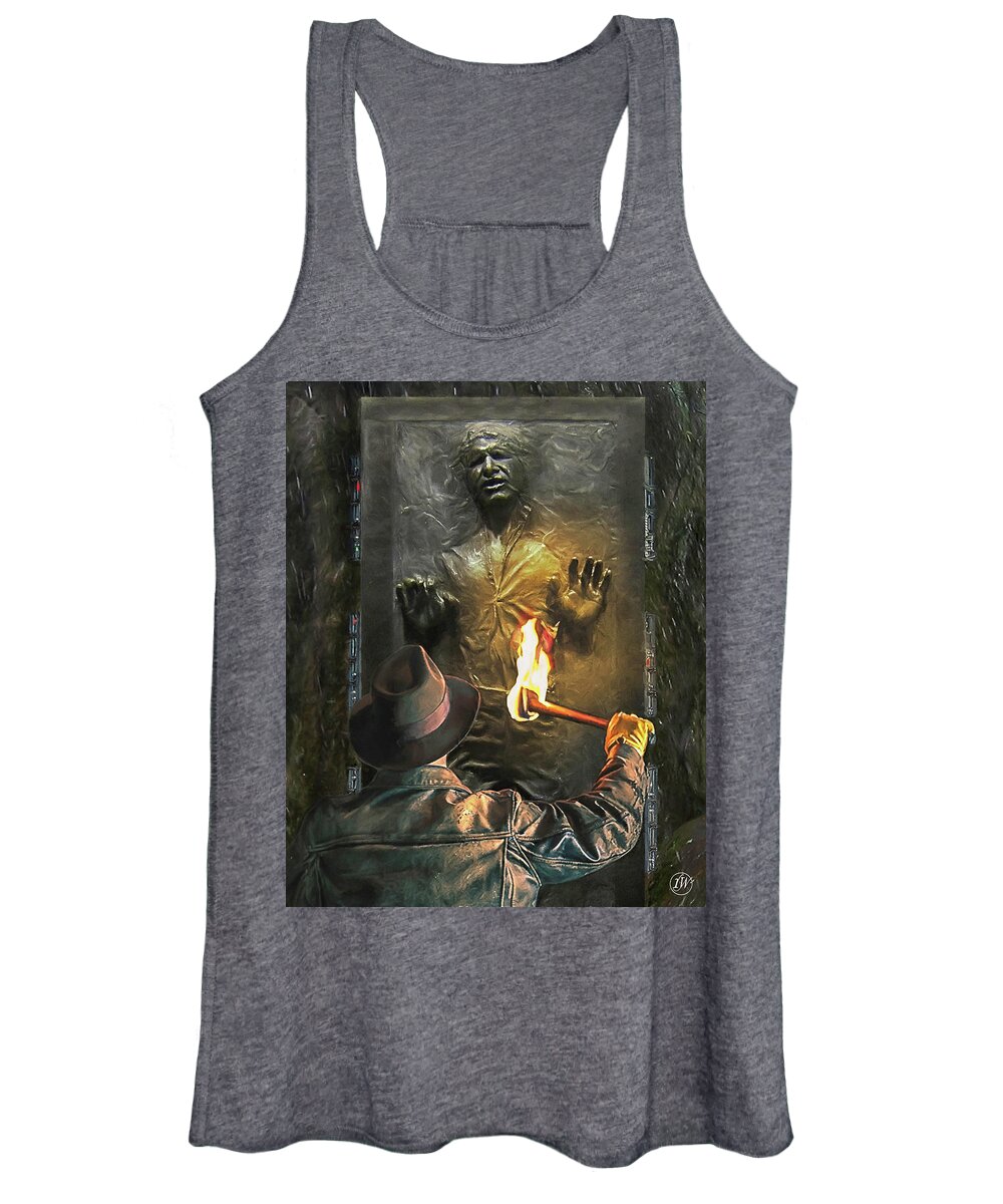 Indiana Jones Women's Tank Top featuring the digital art When Indy Found Han by Rick Wiles