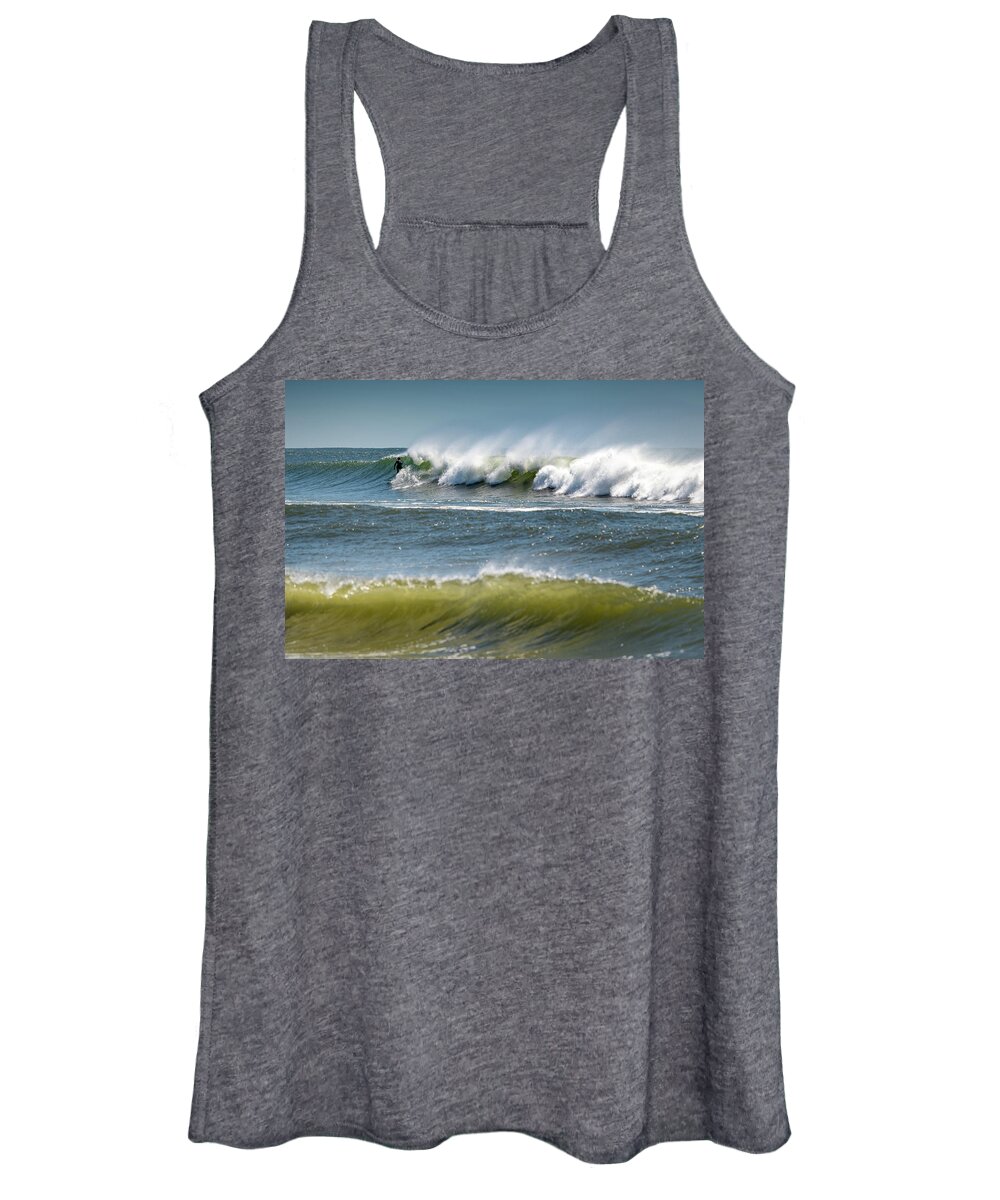 Beach Women's Tank Top featuring the photograph Windy Waves Surfer by John Randazzo