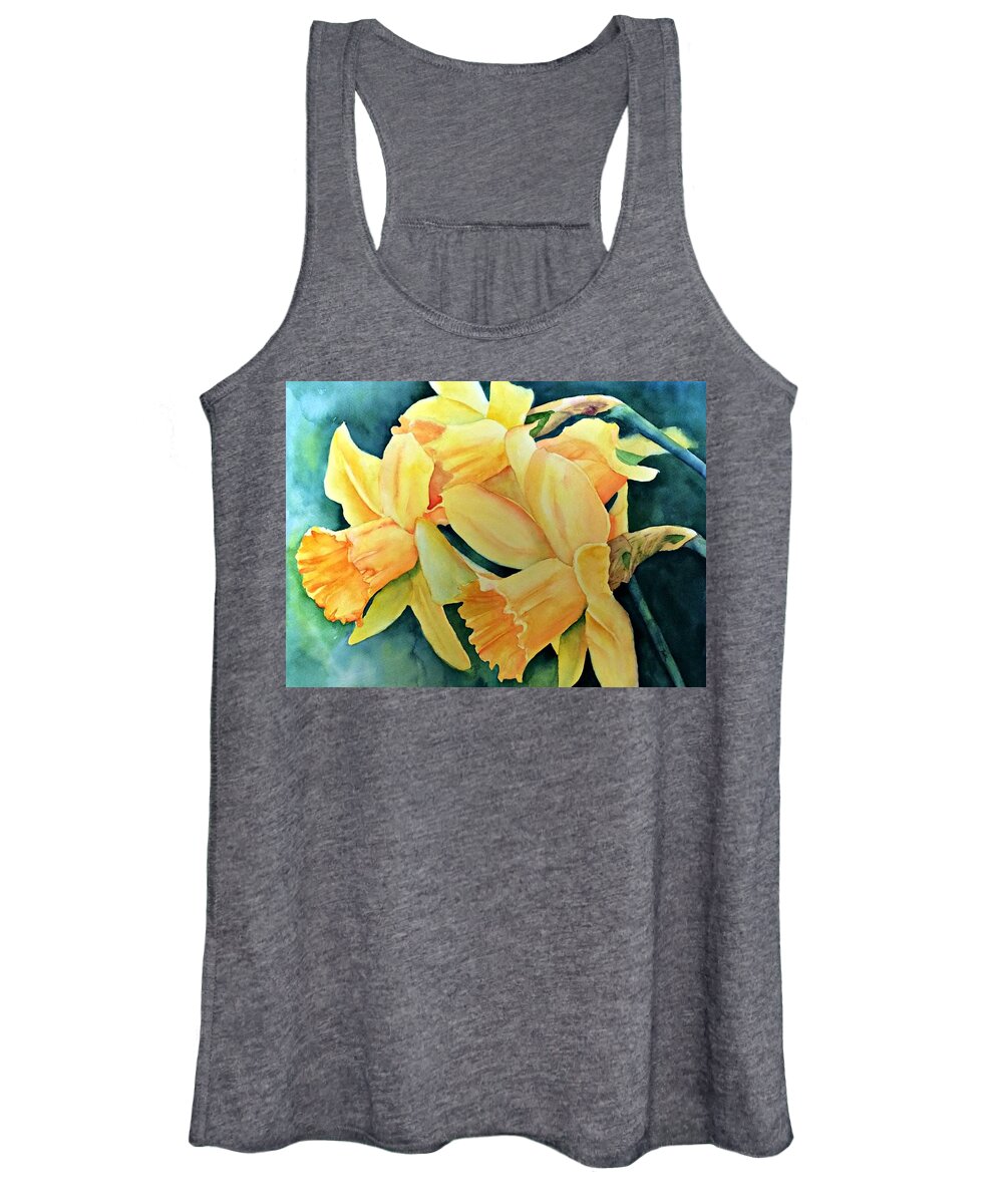 Daffodil Women's Tank Top featuring the painting Yellow Splendor by Beth Fontenot