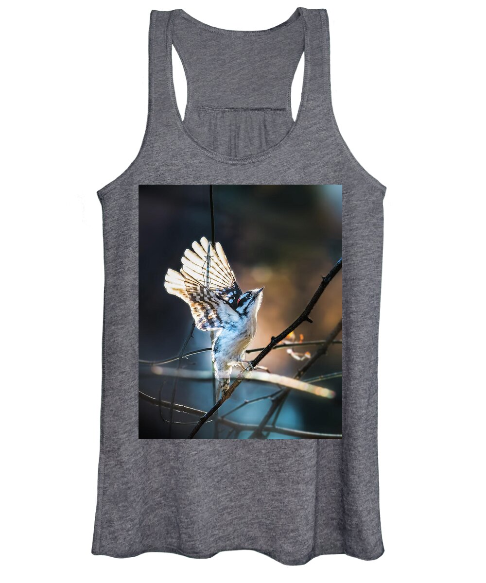 Downy Woodpecker Women's Tank Top featuring the photograph Downy Woodpecker #1 by Alexander Image