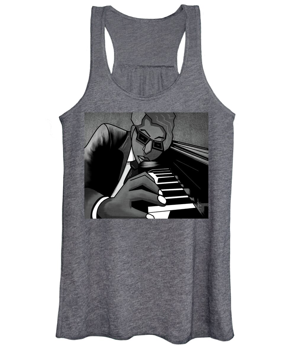 Black&white Women's Tank Top featuring the painting Fine Tuning by Sannel Larson