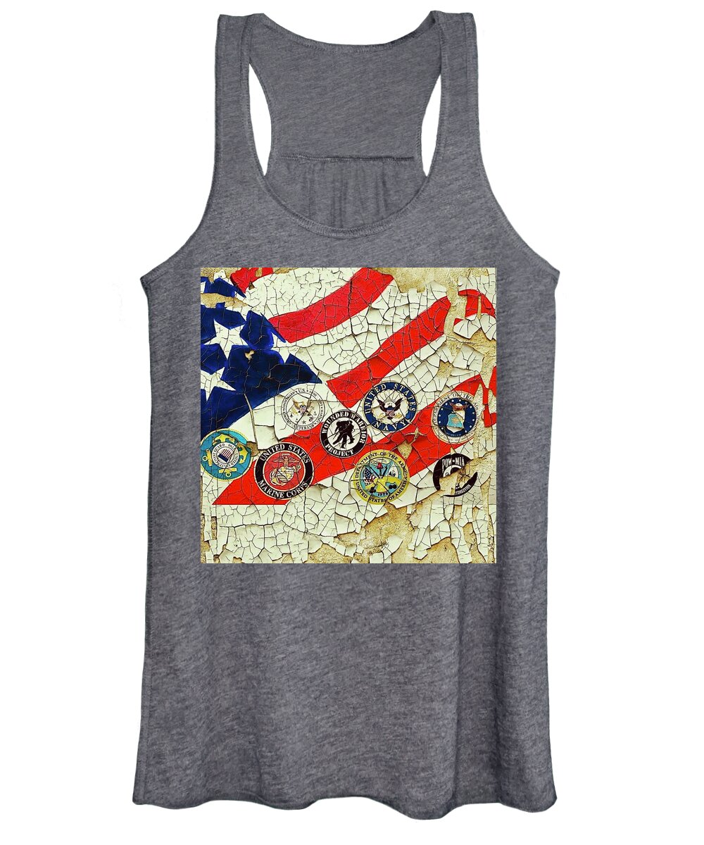  Women's Tank Top featuring the mixed media Flag by Angie ONeal