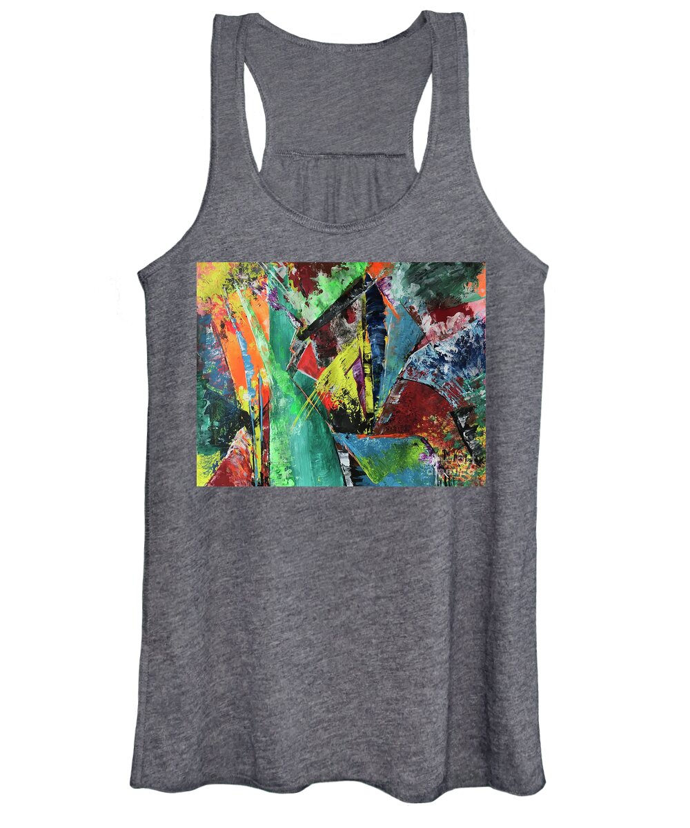 Abstract Art Women's Tank Top featuring the painting Forest #2 by Maria Karlosak