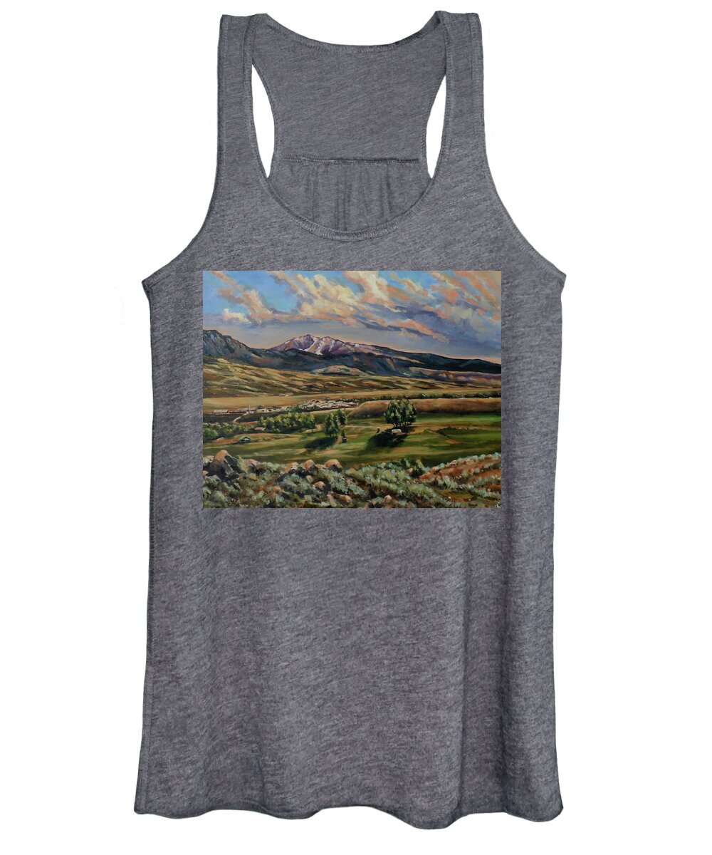 Western Landscape Women's Tank Top featuring the painting Gardiner and Electric Peak From Scotty's Place #1 by Les Herman