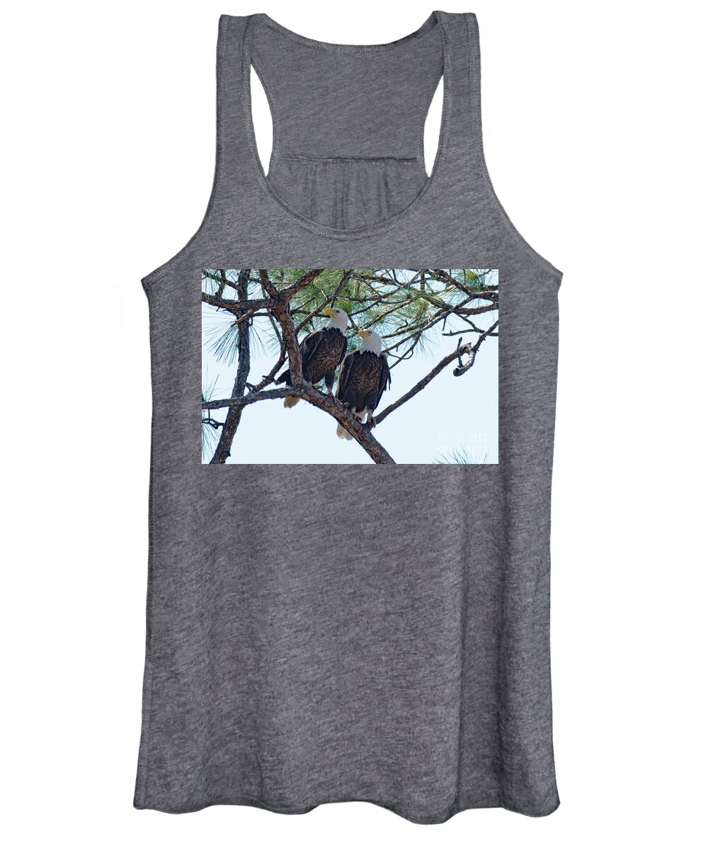 Bald Eagles Women's Tank Top featuring the photograph M15 and Harriet #2 by Liz Grindstaff