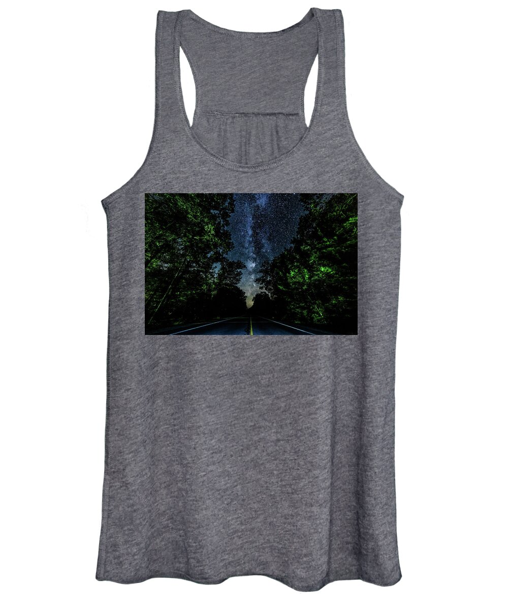 Milky Way Women's Tank Top featuring the photograph Milky Way Higgins Lake by Joe Holley