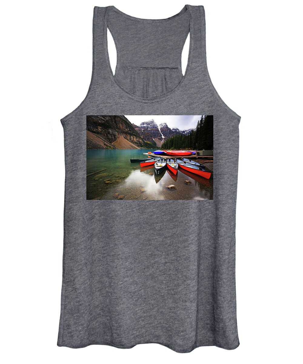 Moraine Lake Women's Tank Top featuring the photograph Moraine Lake in Banff National Park #1 by Shixing Wen