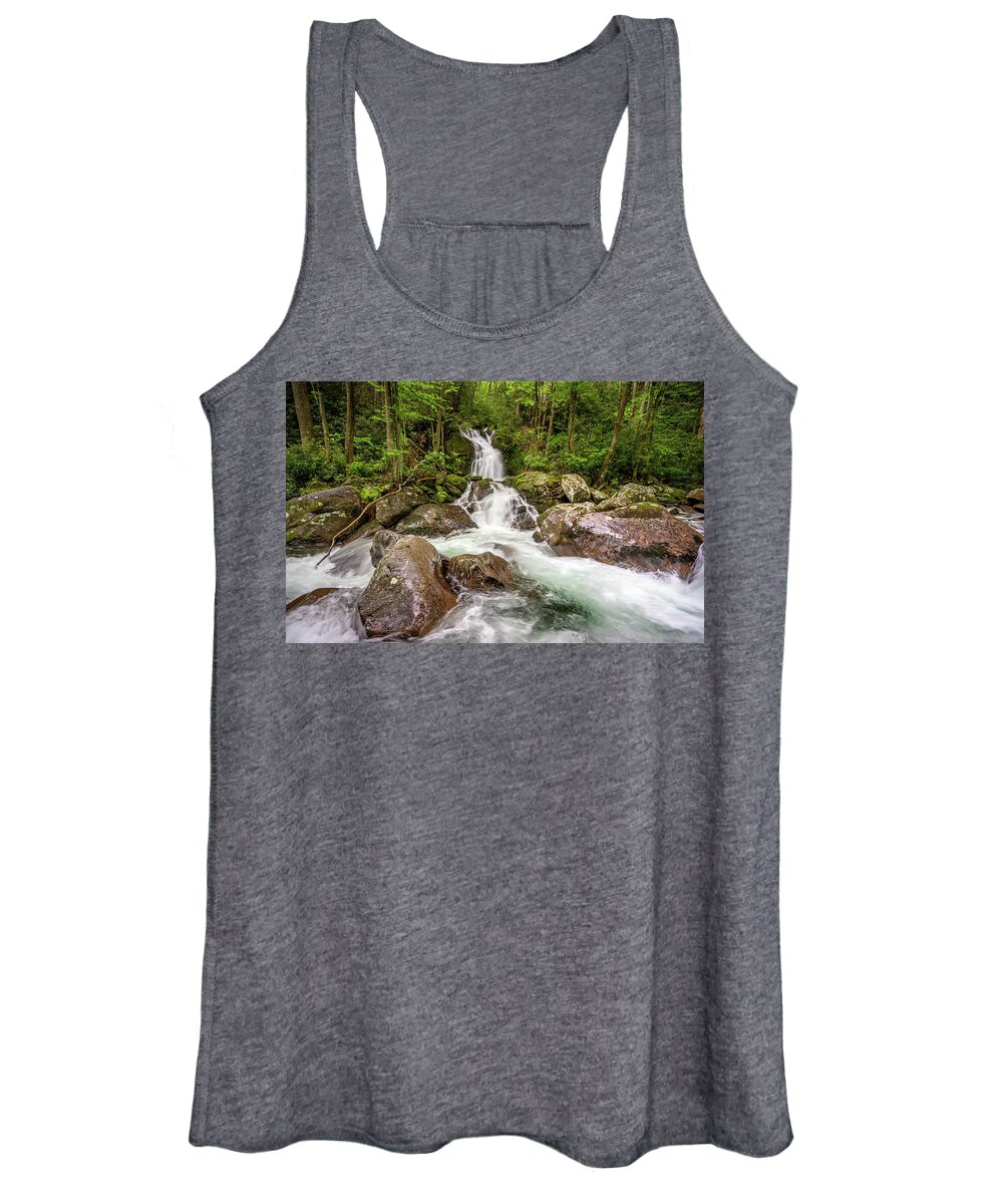 Great Smoky Mountain National Park Women's Tank Top featuring the photograph Mouse Creek Falls #1 by Darrell DeRosia