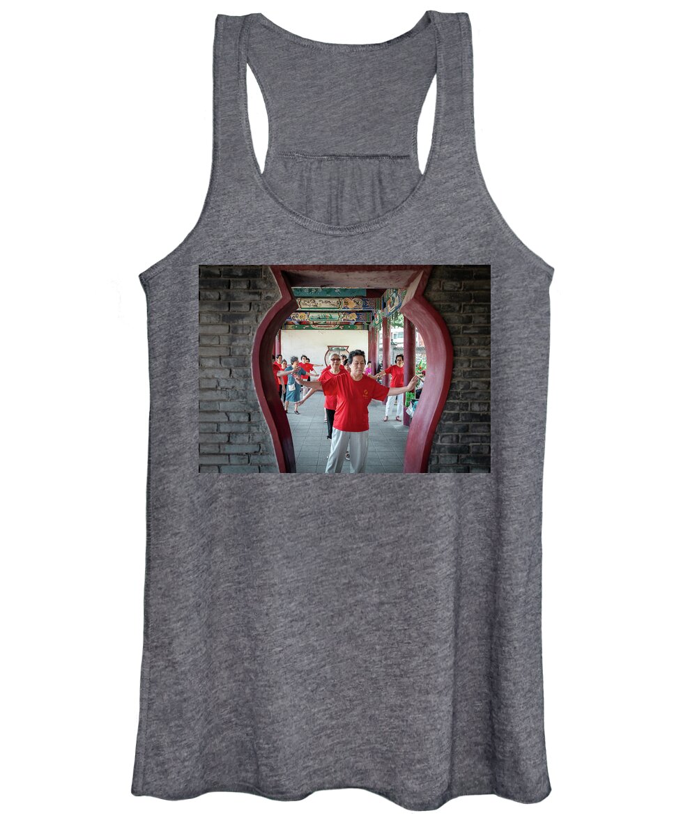 2013 Women's Tank Top featuring the photograph Old Chinese women dancing in a park #1 by Benoit Bruchez