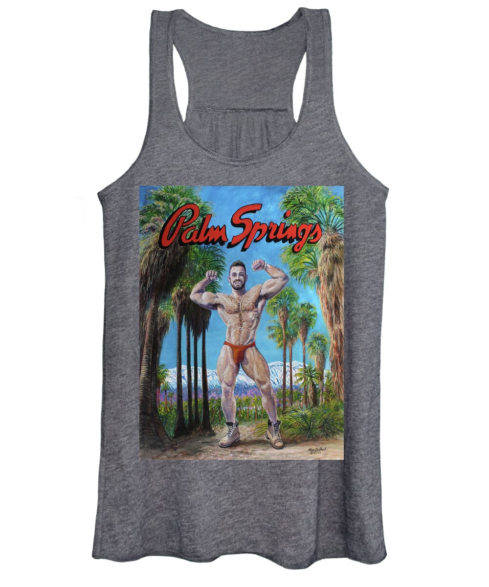 Palm Springs Women's Tank Top featuring the painting Palm Springs Dancer Boy #1 by Marc DeBauch