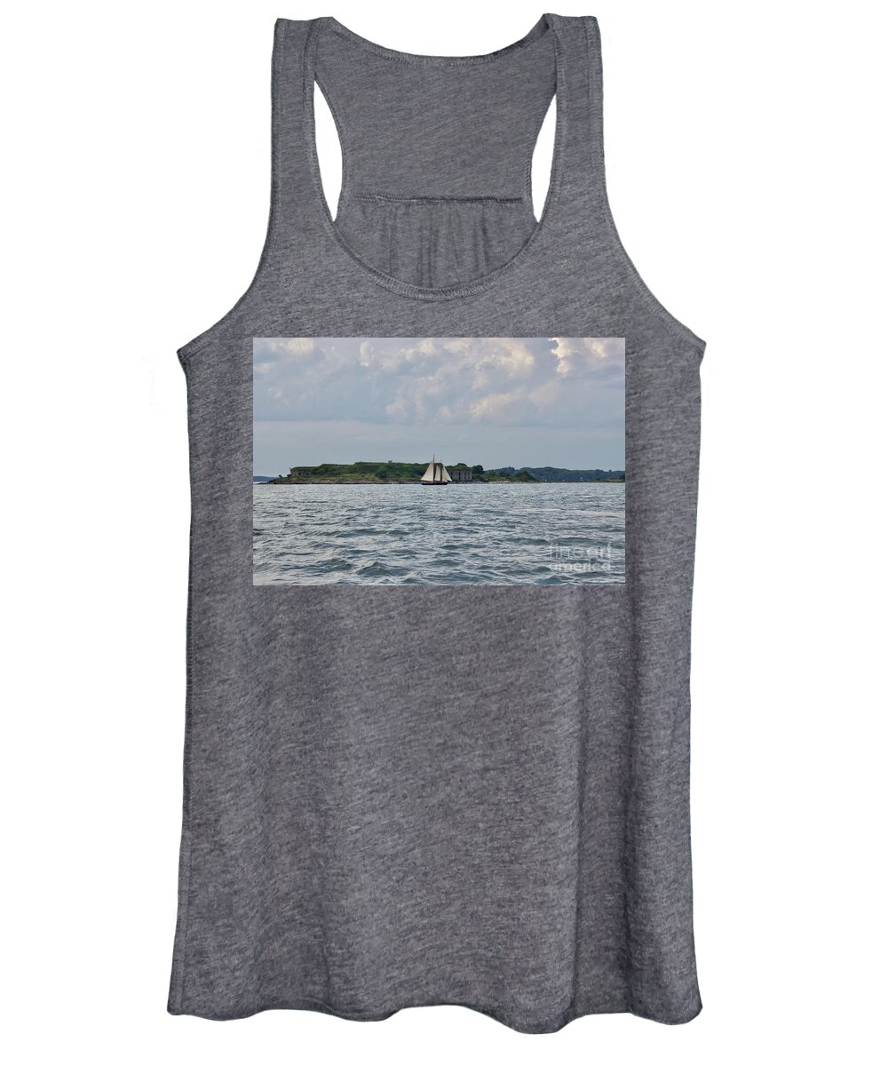  Women's Tank Top featuring the pyrography Portland Harbor #1 by Annamaria Frost