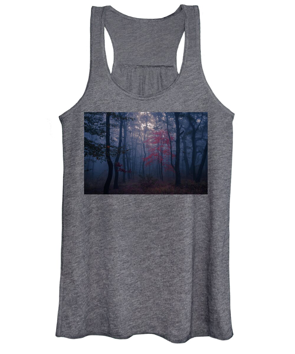 Balkan Mountains Women's Tank Top featuring the photograph Red Tree by Evgeni Dinev