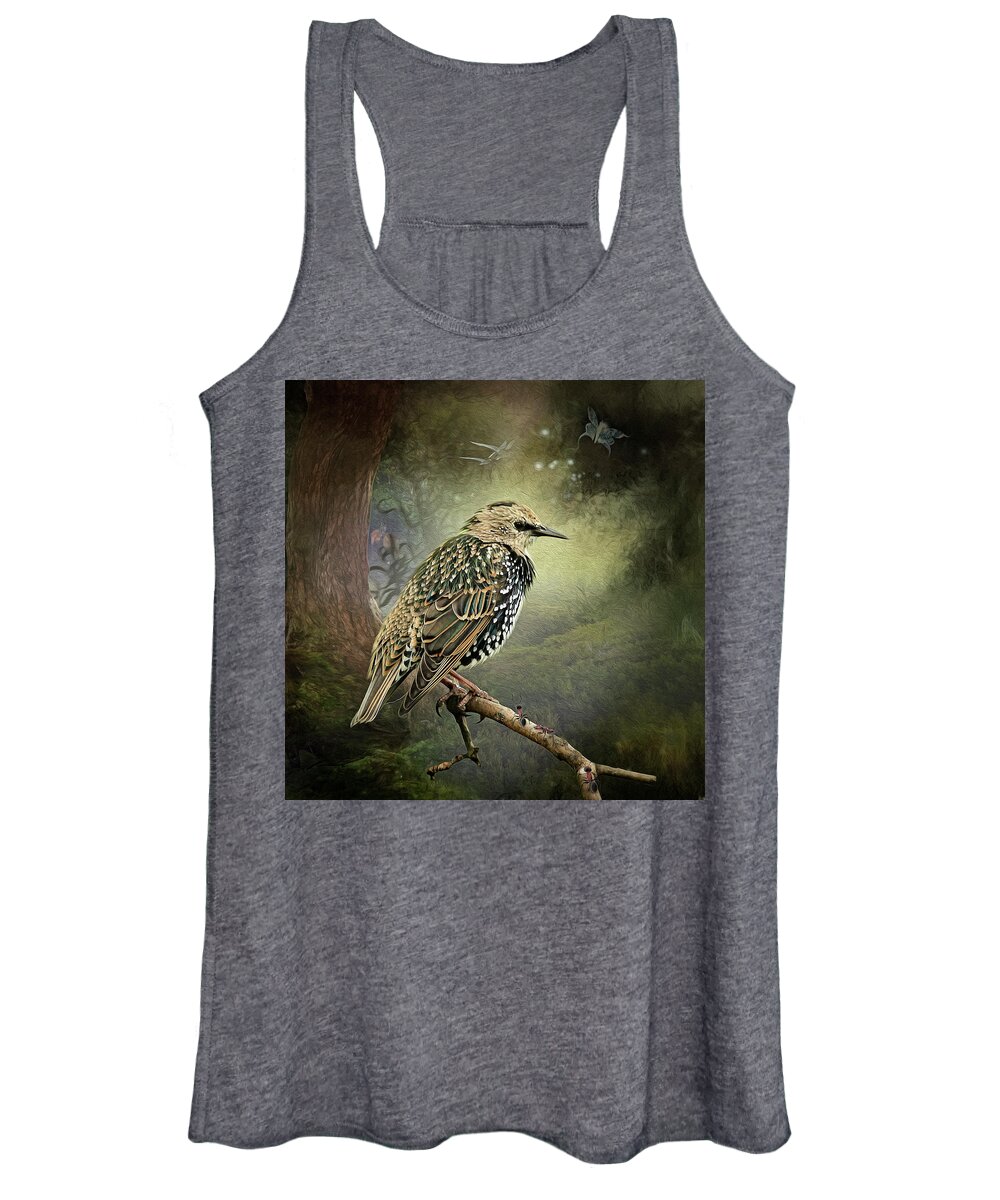 Starling Women's Tank Top featuring the digital art Starling #2 by Maggy Pease