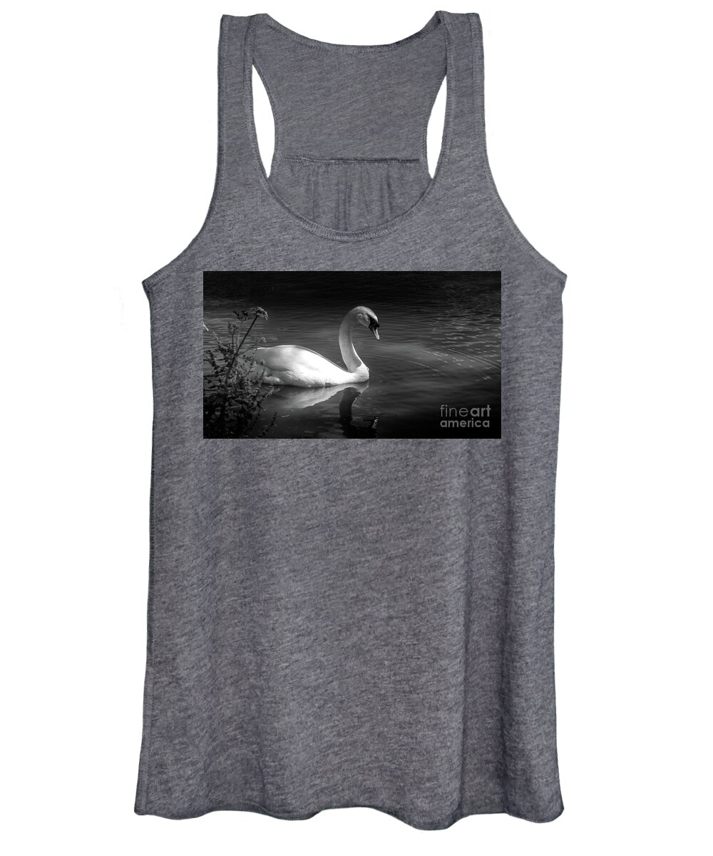 Chiswick Women's Tank Top featuring the photograph Swan on Thames river at Chiswick Mall, London #2 by Fran Woods