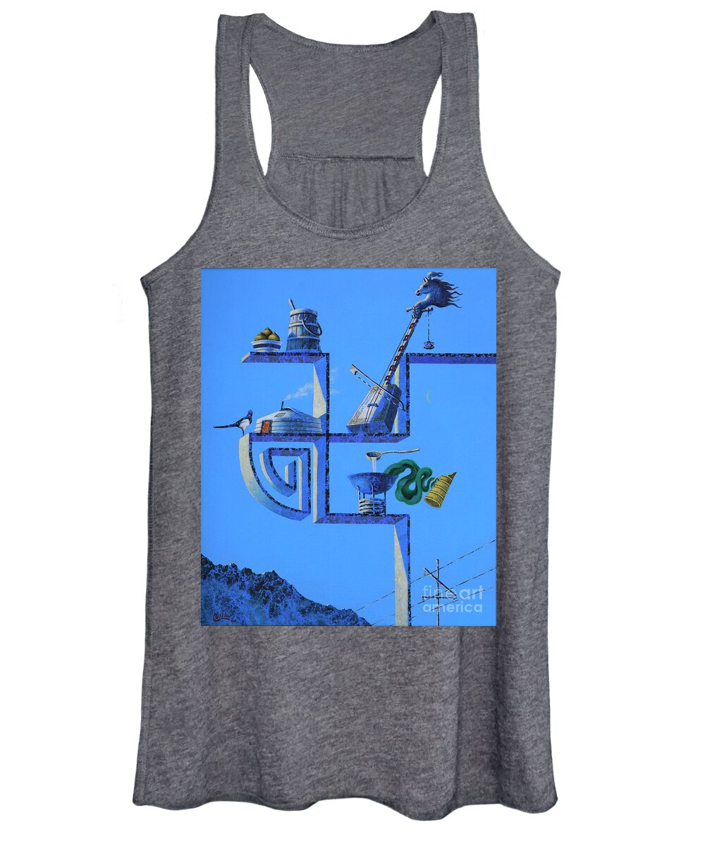 Oil On Canvas Women's Tank Top featuring the painting Development by Oilan Janatkhaan