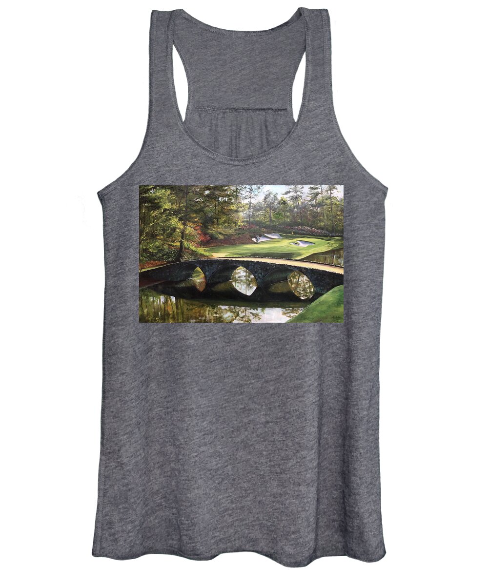 Golf Women's Tank Top featuring the painting 12th Hole At Agusta by Judy Rixom