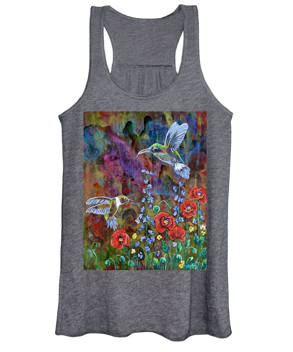 Hummingbirds Women's Tank Top featuring the painting Hummers Paradise by Melissa Torres