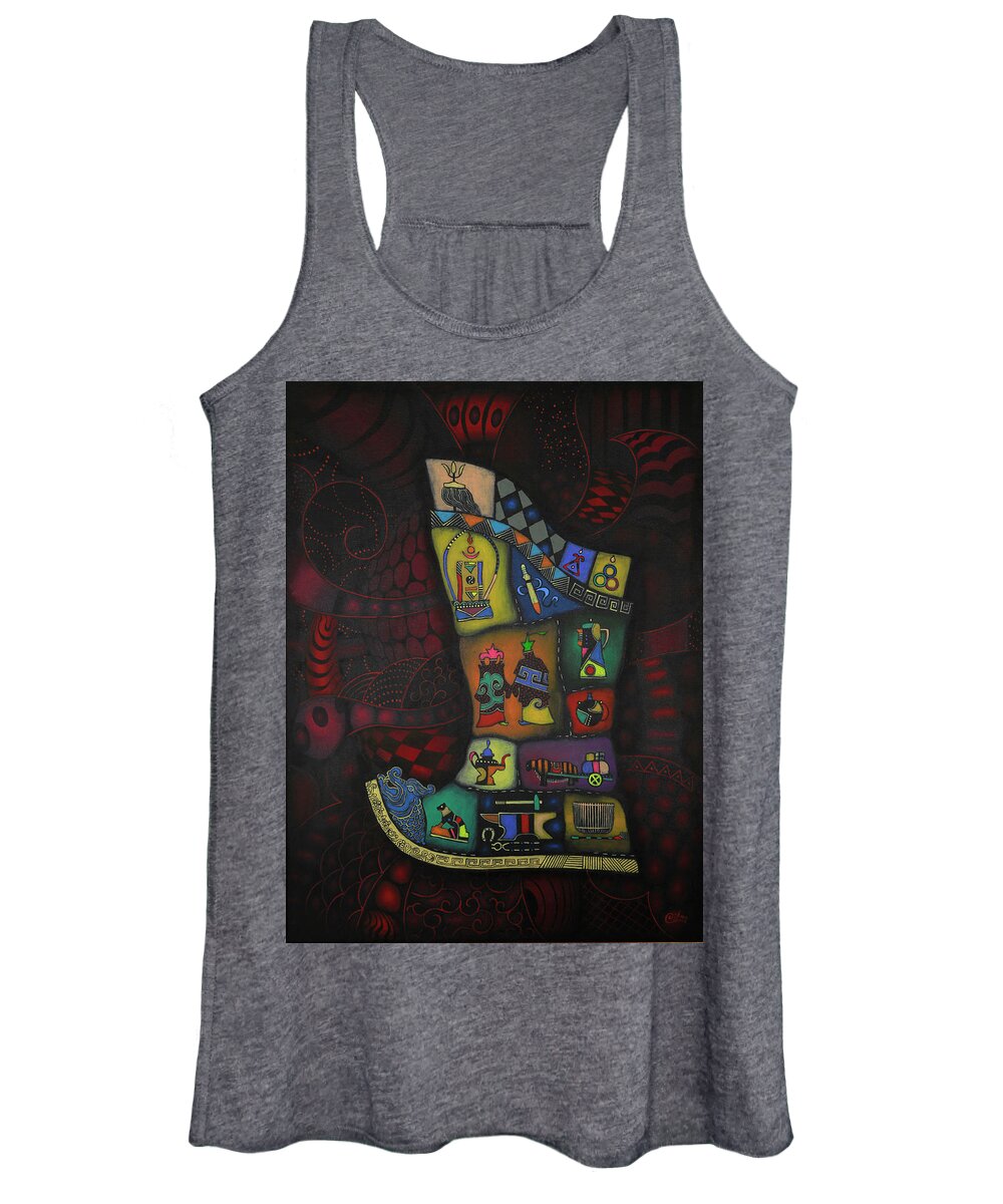 Oil On Canvas Women's Tank Top featuring the painting Nuudel part3 by Oilan Janatkhaan