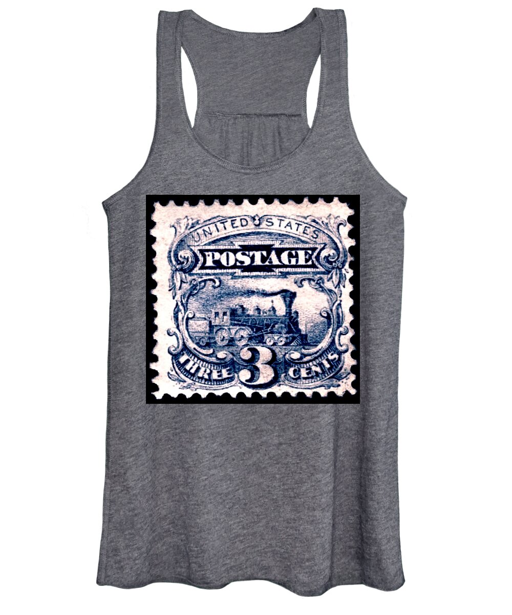 Stamp Women's Tank Top featuring the digital art 1869 United States - No.114 - 3cts. Ultramarine - Stamp Art by Fred Larucci