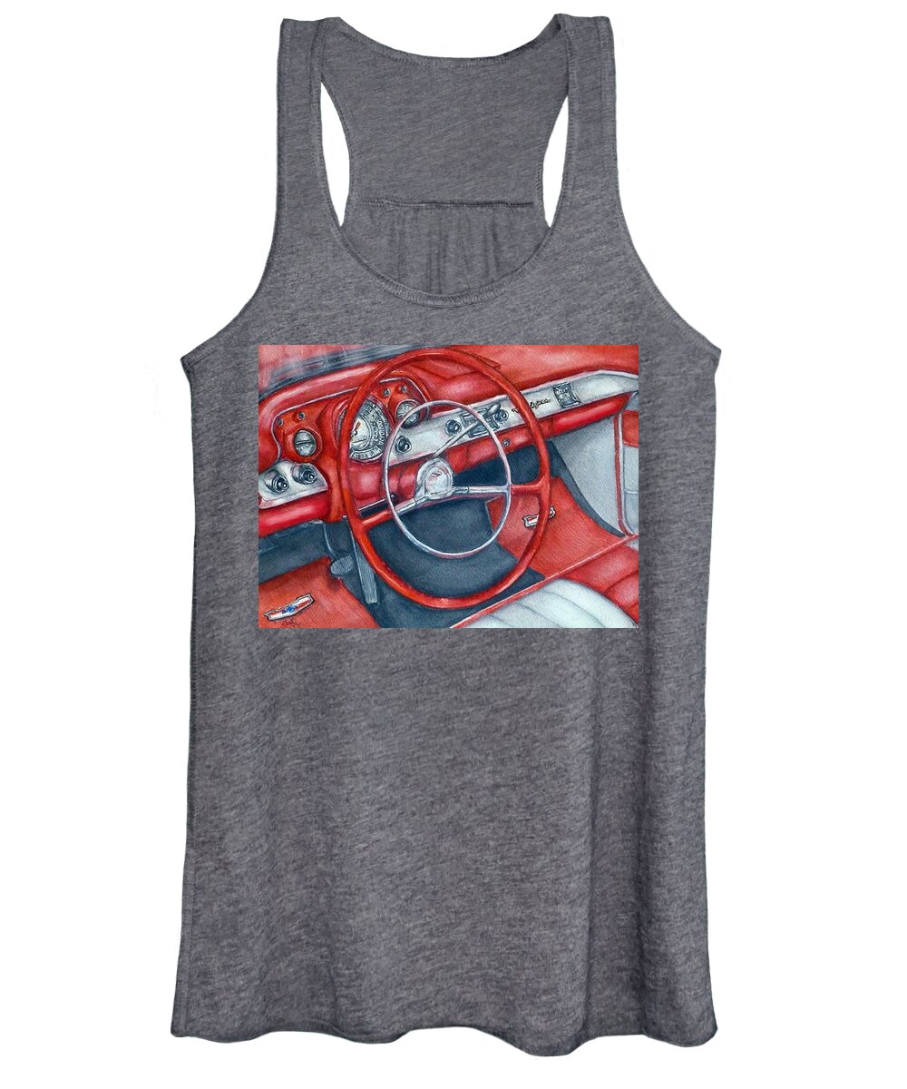 Chevy Bel Air Women's Tank Top featuring the painting 1957 Chevy Bel Air by Kelly Mills