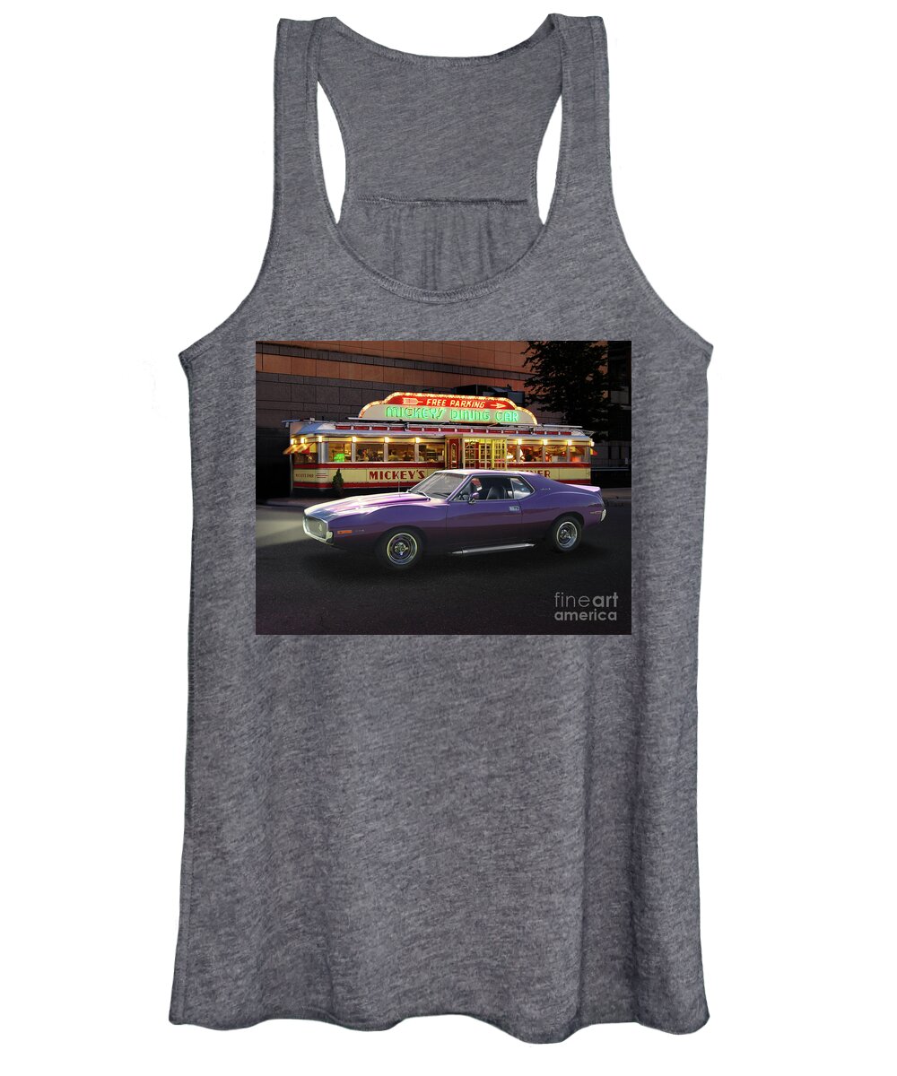 1971 Women's Tank Top featuring the photograph 1971 AMC Javelin At Mickey's Diner by Ron Long