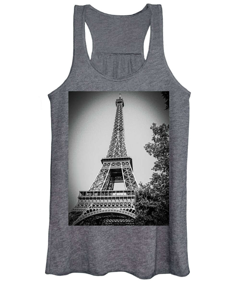 France Women's Tank Top featuring the photograph Eiffel Tower in Black and White #2 by Jim Feldman