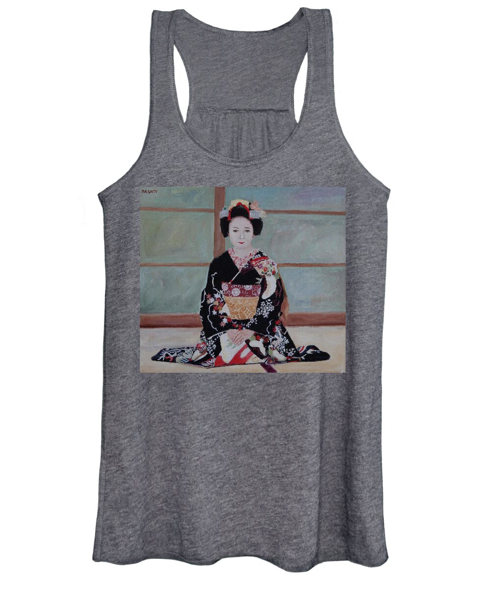 Japan Women's Tank Top featuring the painting Greeting #2 by Masami IIDA
