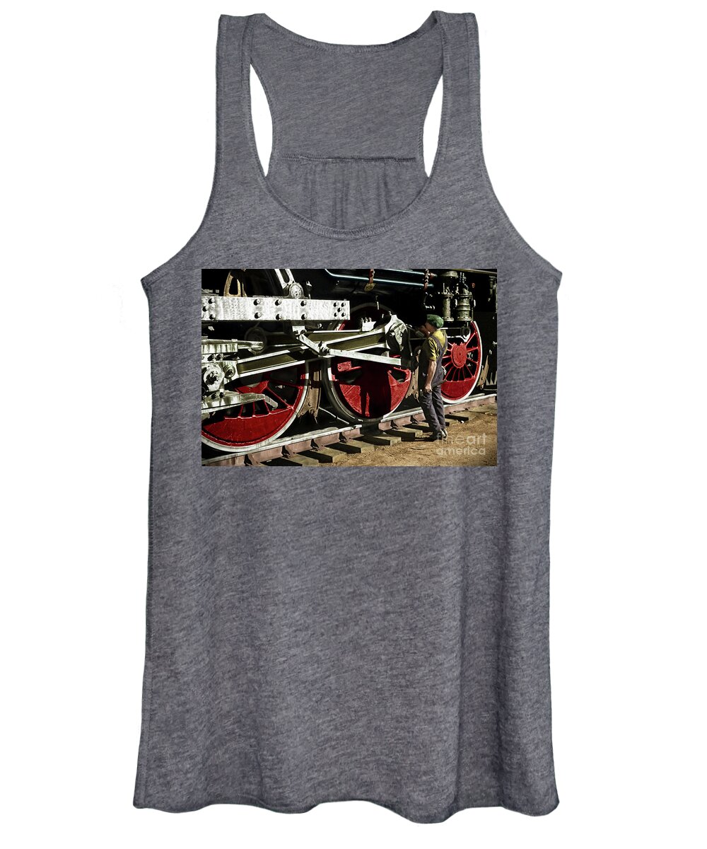 Trains Women's Tank Top featuring the photograph The Mechanic #3 by Franchi Torres