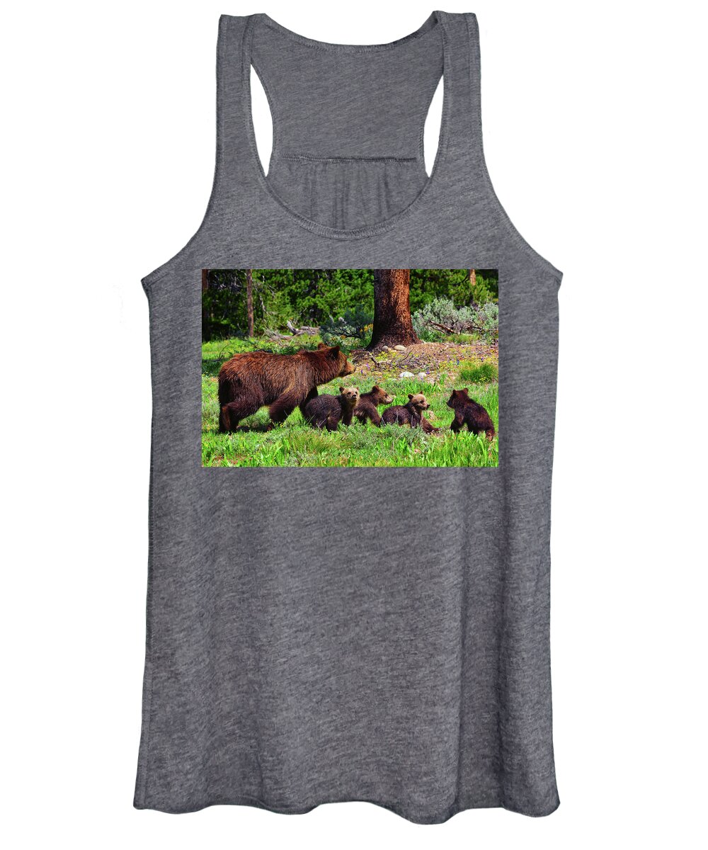 Grizzly 399 Women's Tank Top featuring the photograph 2020 Grizzly Clan by Greg Norrell