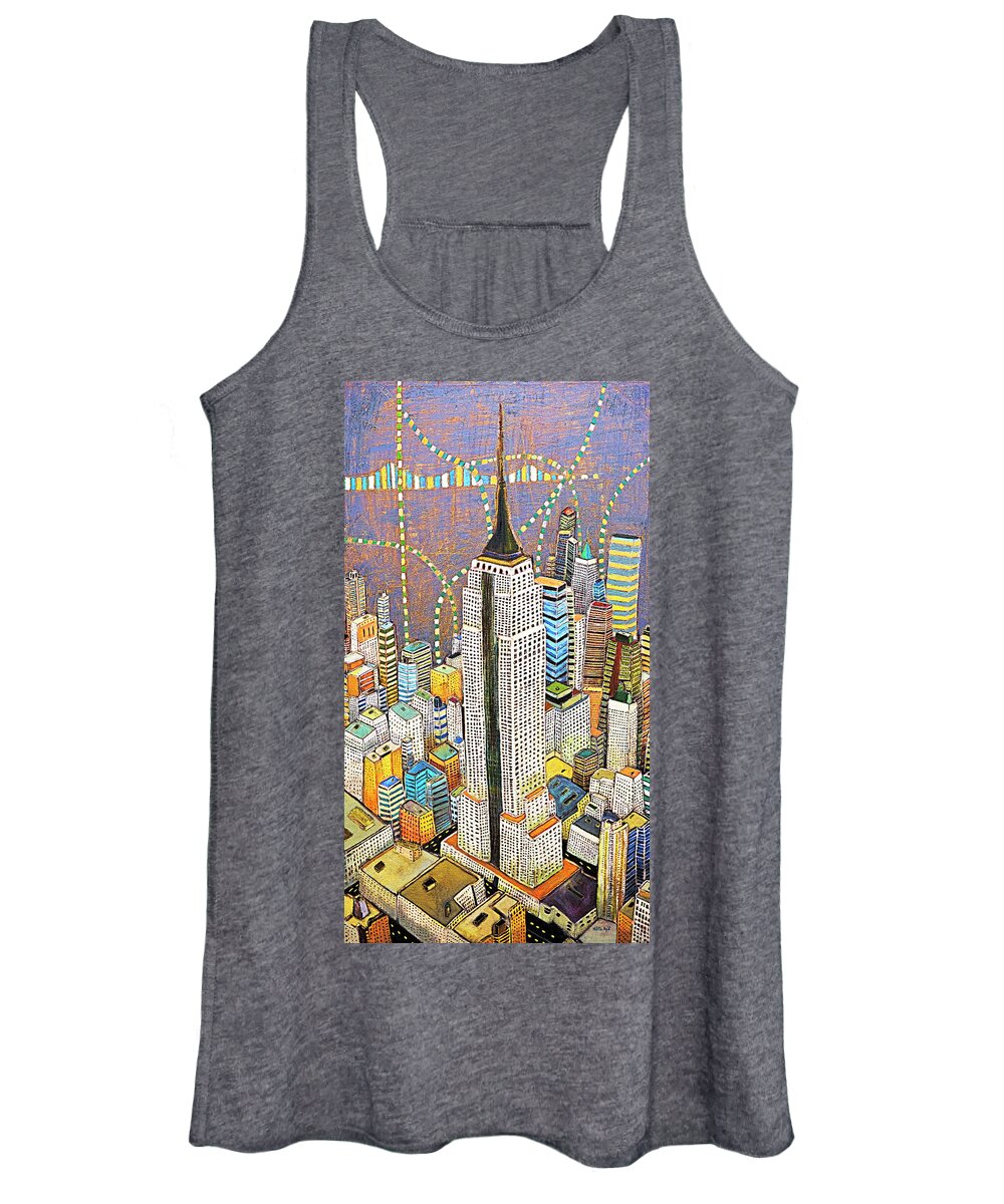 Empire State Building Women's Tank Top featuring the painting The Empire of Manhattan #3 by Habib Ayat