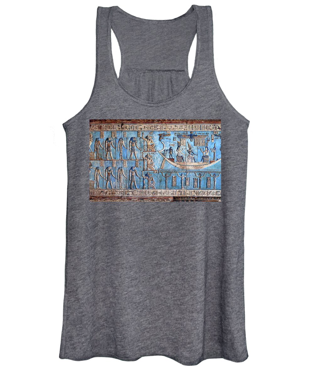 Egypt Women's Tank Top featuring the photograph Hieroglyphic carvings in ancient egyptian temple by Mikhail Kokhanchikov