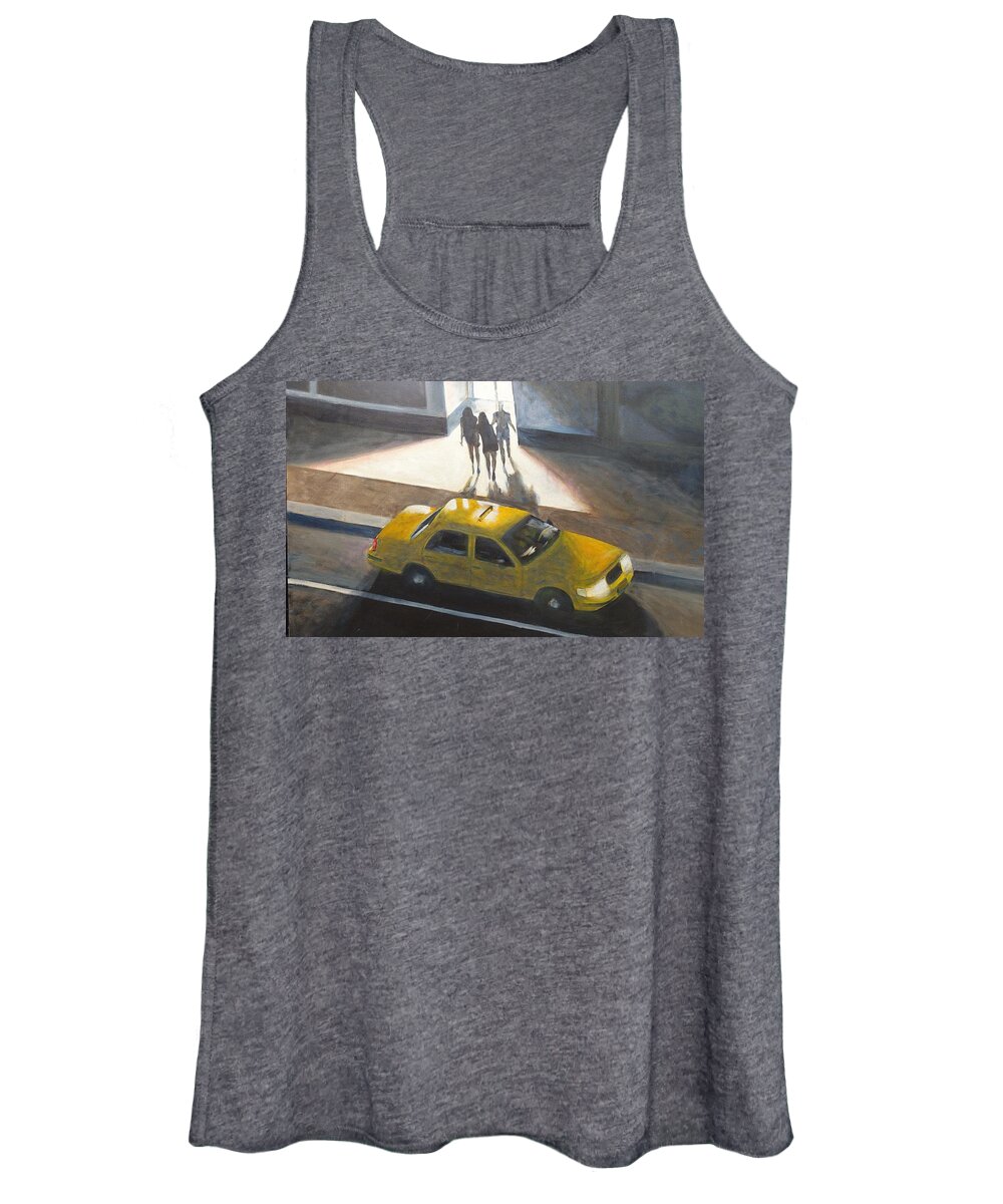 Night Party Cab Taxi Bar Date Women's Tank Top featuring the painting 3 for the Party by James Hey