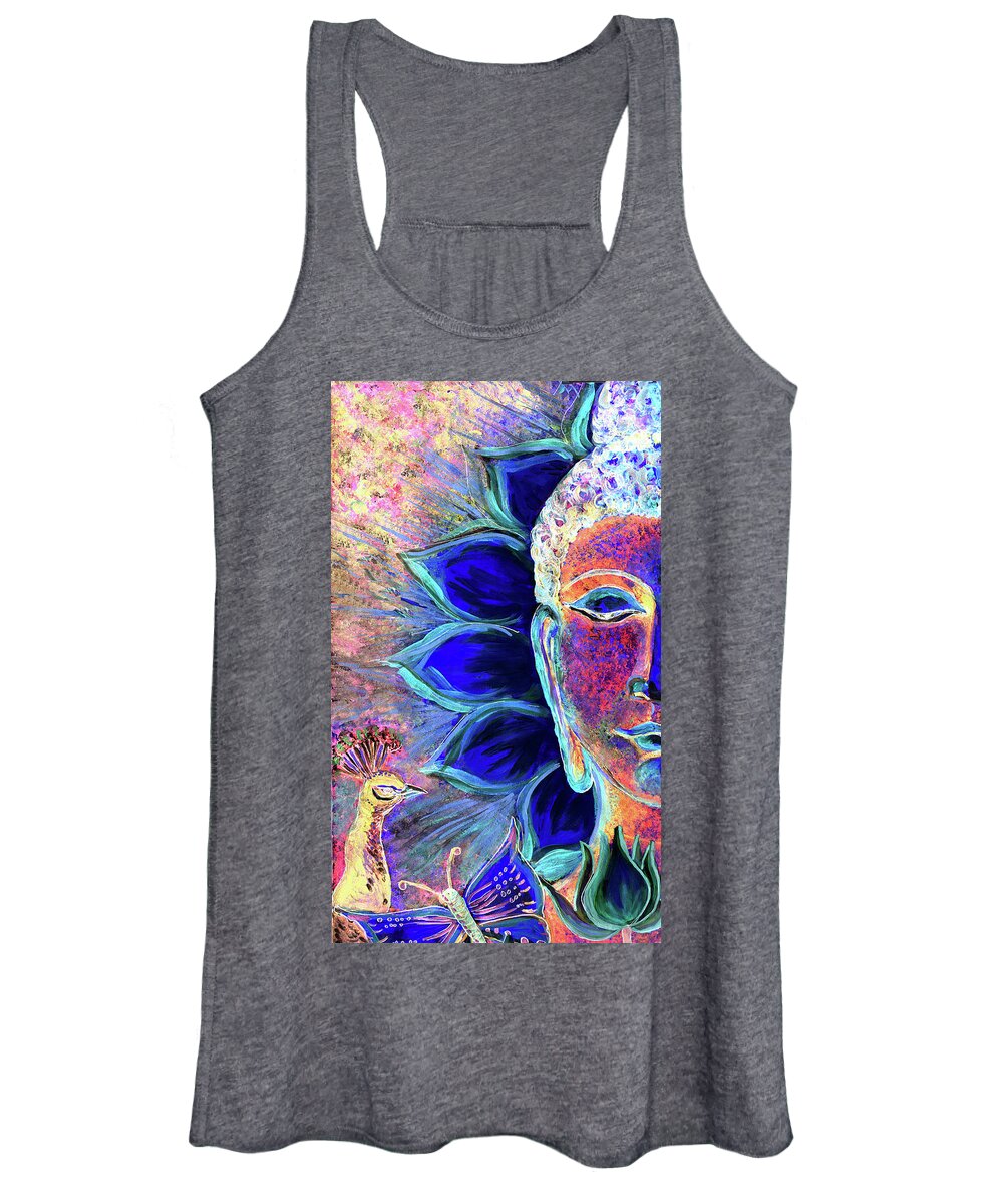 Lord Buddha Women's Tank Top featuring the painting Buddha #4 by Sarabjit Singh