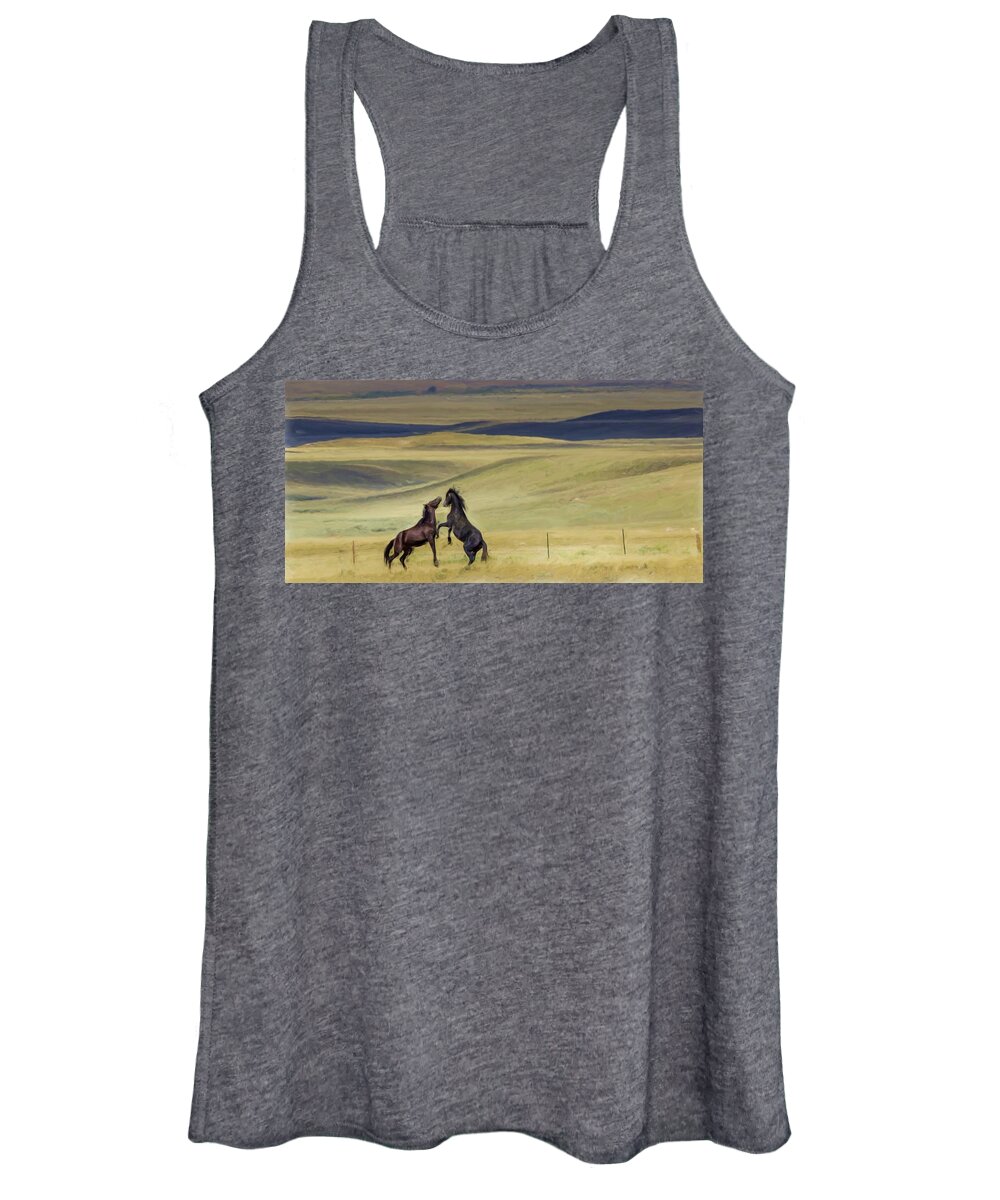 Horse Women's Tank Top featuring the photograph Wild Horses #46 by Laura Terriere