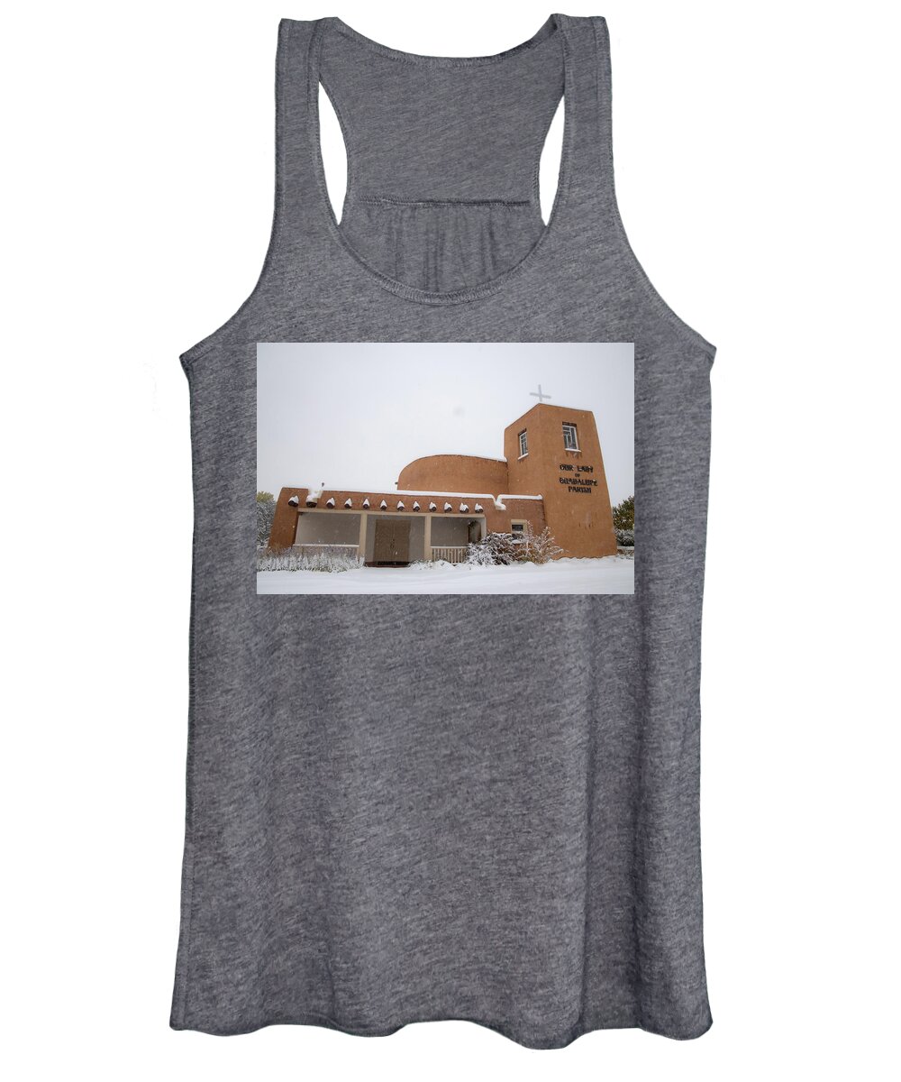 Taos Women's Tank Top featuring the photograph Our Lady of Guadalupe Catholic Church #6 by Elijah Rael