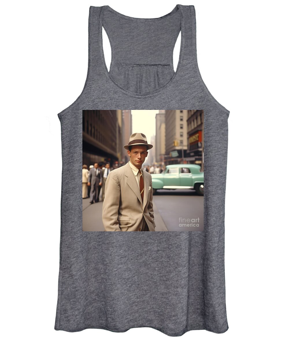 1950s New York. 1950s Movies. Photograph Of Fam Art Women's Tank Top featuring the painting 1950s new york. 1950s movies. photograph of fam by Asar Studios #7 by Celestial Images
