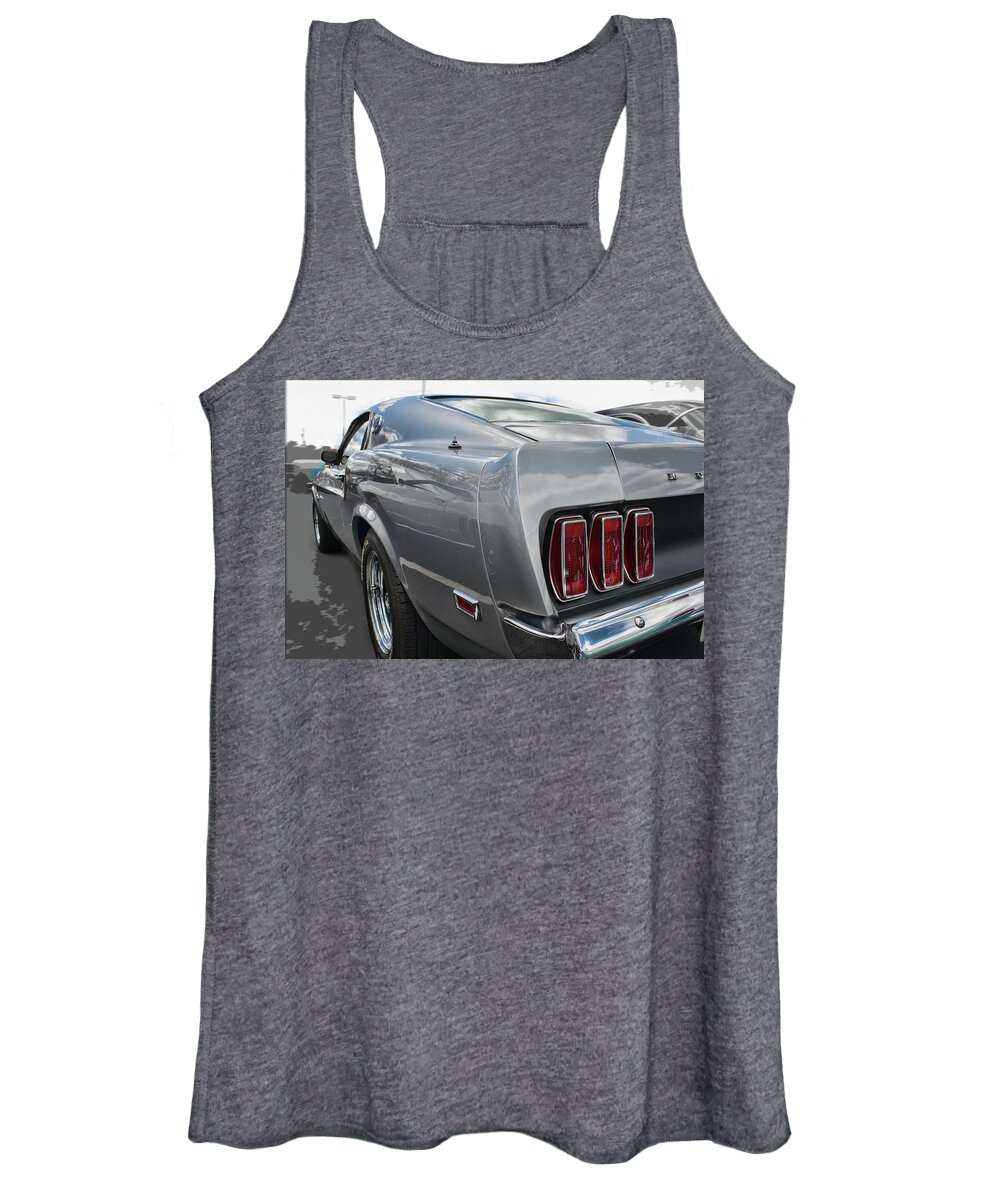 Car Women's Tank Top featuring the photograph '71 Ford Mustang Taillights #71 by Daniel Adams