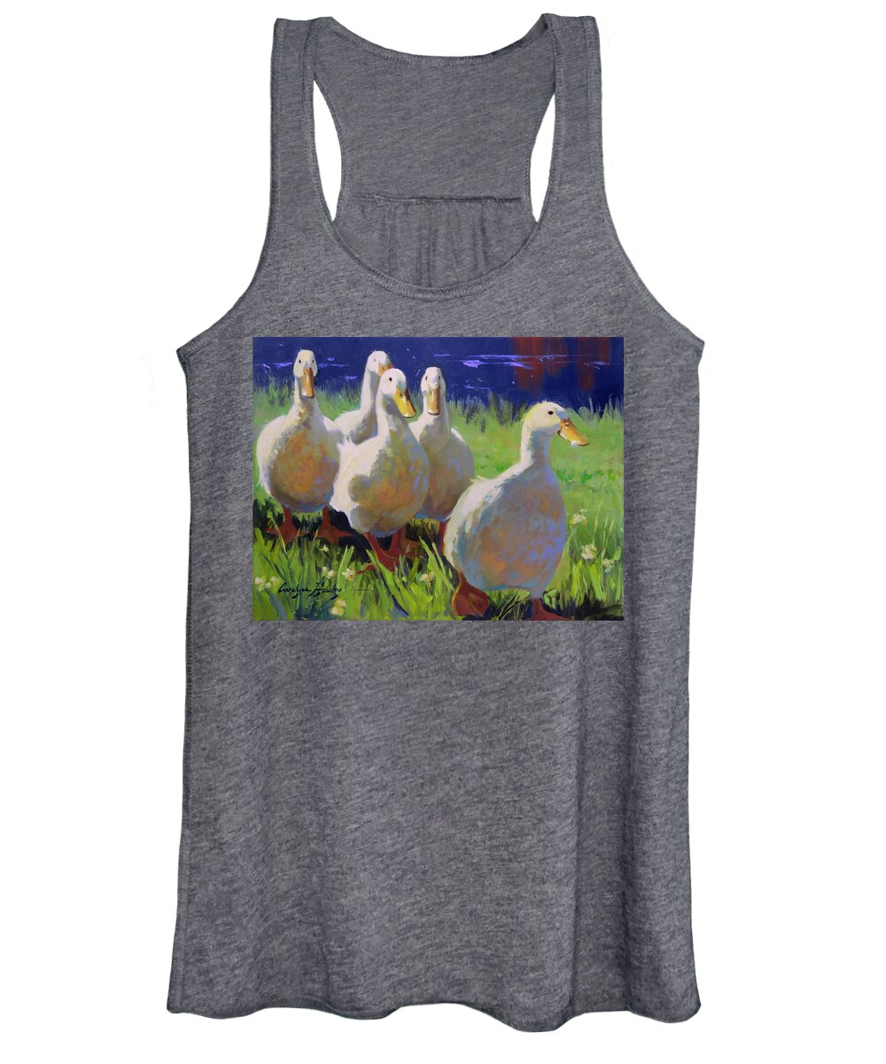 Farm Animals Women's Tank Top featuring the painting A Ducks Life by Carolyne Hawley